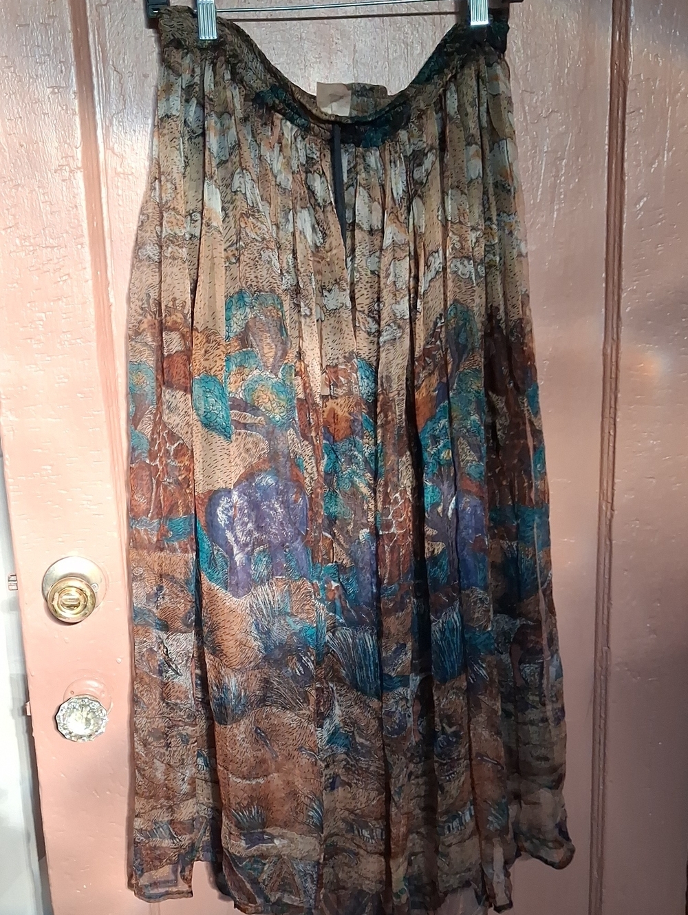 Flowing Brown Floral Maxi Skirt - Women's Skirt